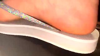 Mistress Gaia flip flop cock crushing