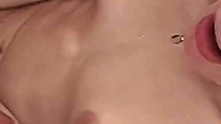 Brunette likes cumshot on her pussy