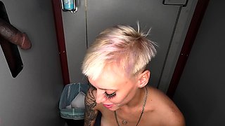 Hot blonde glory hole bj more on voayercams com