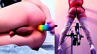 Jerking off shemale tranny solo play