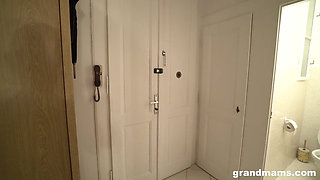 Plumpy bossy granny enjoys 69 with a young cock