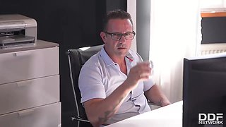 Unforeseen Fulfillment: Busty Coworker's Tits Fucked Hard