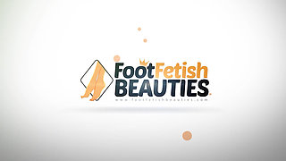 Superb Ebony Darling Glorya Loves Rubbing Her Shaved and Moist Pussy While Posing Her Sexy Feet