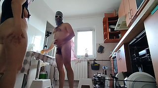 Amateur Couple Cooks Naked in the Kitchen