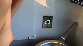 Teen slut feeds insatiable hunger for sex in public toilet