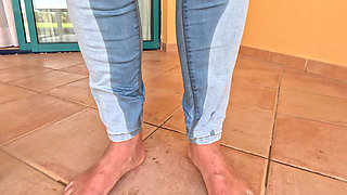 Balcony Jeans Wetting Outdoors