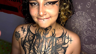 Beautiful Colombian goth woman gets her stepbrother's milk