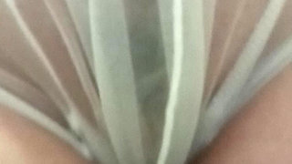 Pissing in sheer panties