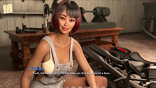 Hot blonde character in a 3D erotic visual novel with big tits and gameplay walkthrough