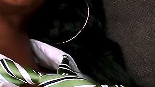 Ebony Ass up on the Grey Couch - Her Pale Girlfriend Gets Licked Underneath