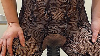 Amateur Wife Riding a Huge Dildo and Squirting