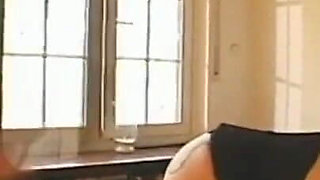 Big natural boobs humiliating dildo penetrated in hanging out, outside whipping threesome