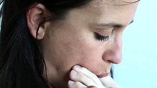 Two femmes enjoy sloppy labia eating