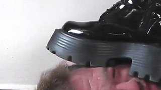 Mistress Cleo Stomps on Slave's Head Hard