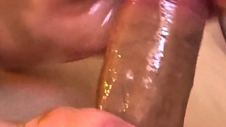 Red Nails Handjob Makes Bwc Cum on Her Fake Tits