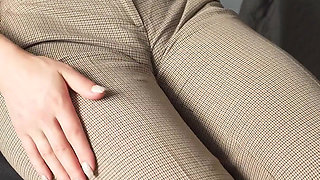 Naughty Colleague Seduces You with Her Fat Cameltoe in Trousers