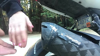 Fucking and Sucking on a giant tree. Sex in the sequoias!