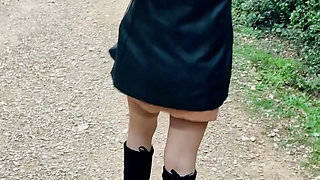 Lady Oups Submissive Stepmom in Leather Skirt and Collar