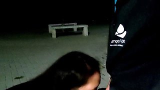 Public Midnight Square Blowjob with a Brazilian Teen Amateur