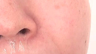 Chinatsu Hashino Stimulating Her Nose to Produce Mucus and Taste It