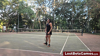 Rafaela and Igor Are Taking Their Strip Tennis Match Outside