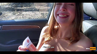 Real Russian Teenager Hitchhiker Girl Agreed to Make Deepthroat Blowjob Stranger for Cash and Swallowed Cum - Mihanika69 and Mic