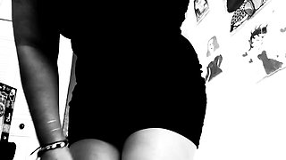 Silent Cinema and Black and White Vintage Girl Seducing You with Stockings, Dress and Heels