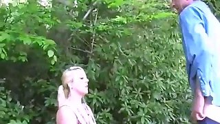 English woman spanks Austrailian guy in the park