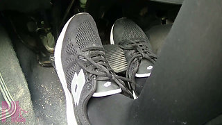 Sensual Pedal Pumping in Black Sneakers
