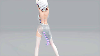 [mmd] Glorious Wigglewiggle Transparent White Silk Swimsuit Explosive Breasts Shaking Breasts