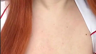 Redhead Nurse Fucks, Sucks, and Squirts on Dildo