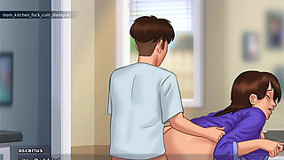 Stepmom confesses her wet feelings to her stepson and they end up making love in the living room - Summertime Saga