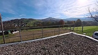 Glasses MILF Saskialove87 Deep Throat Blowjob Outdoor - German Amateur Housewife Swallows Cum