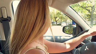 Crazy Blonde MILF Driver Picks Me up and Inhales My Balls in the Car