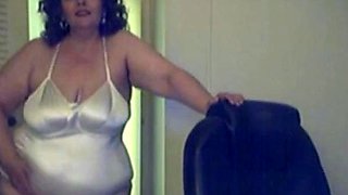 Big-Titted BBW Granny on Webcam in Satin Body Suit