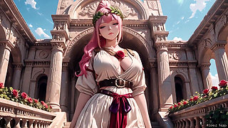 Private Morning Reading in the Roman Court, Silk Stockings Crossed, Taboo Lip Touch!