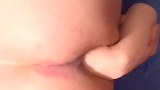 Christine tries first time dildo hand fistng