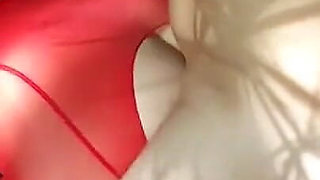 Private Fucking in Red Fishnet Stockings, Sexy Outfit and Seductive Poses
