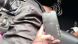 Dani Ortiz Rides Her Car with Vibrating Pussy