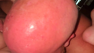 POV Part 1 - Big Bear Eats and Fingers Piggy Rose Fat Pussy in Hotel Room