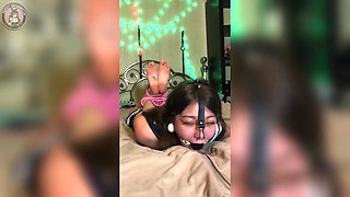 Hogtied School Girl Nose Hook Blowjob