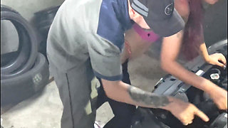 Young Girl Takes Her Car to the Mechanic and Fucks the Employee