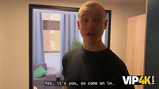 Vip4k. a couple sells Sex Toys to a stranger and flashes how to use them on themselves