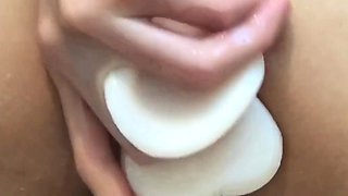 Oiled skinny teen fists her juicy ass on webcam solo.