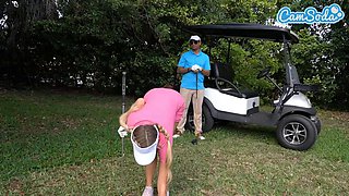 Camsoda - Sexy petite golfing blonde masturbates outdoors