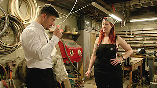 Mechanic Workshop Threesome with Double Facial