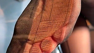 Watch Me Tease You with My Ripped Nylon Feet Through the Glass