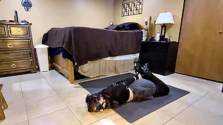Blindfolded Brunette Neighbor Gagged