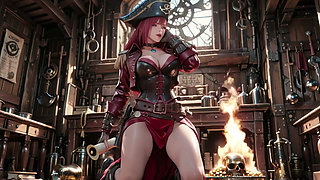 Redhead Pirate Queen! Lazy Goddess in the Gold Hold. Kneeling Gaze is Insane!