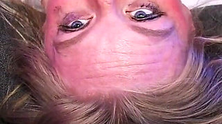 Blonde Whore Gets Her Face Fucked Upside Down